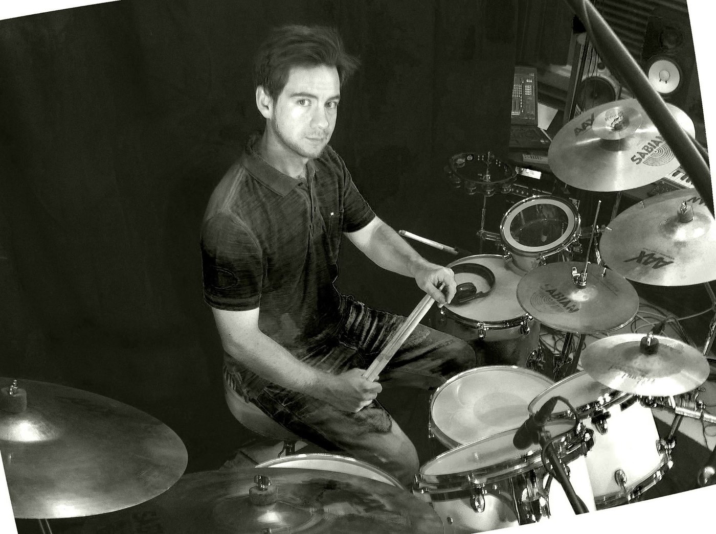 Cam playing drums